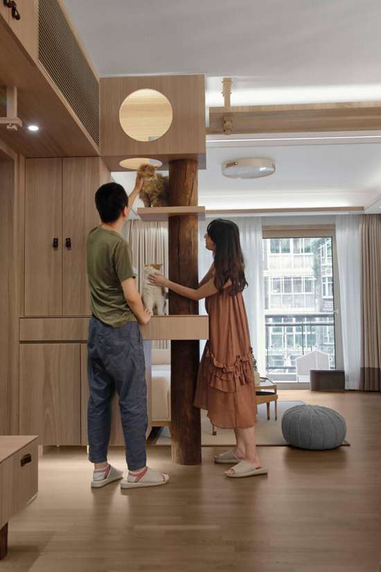 100㎡原木日式の住宅，一屋二人兩喵，這才是我見過最溫馨的家